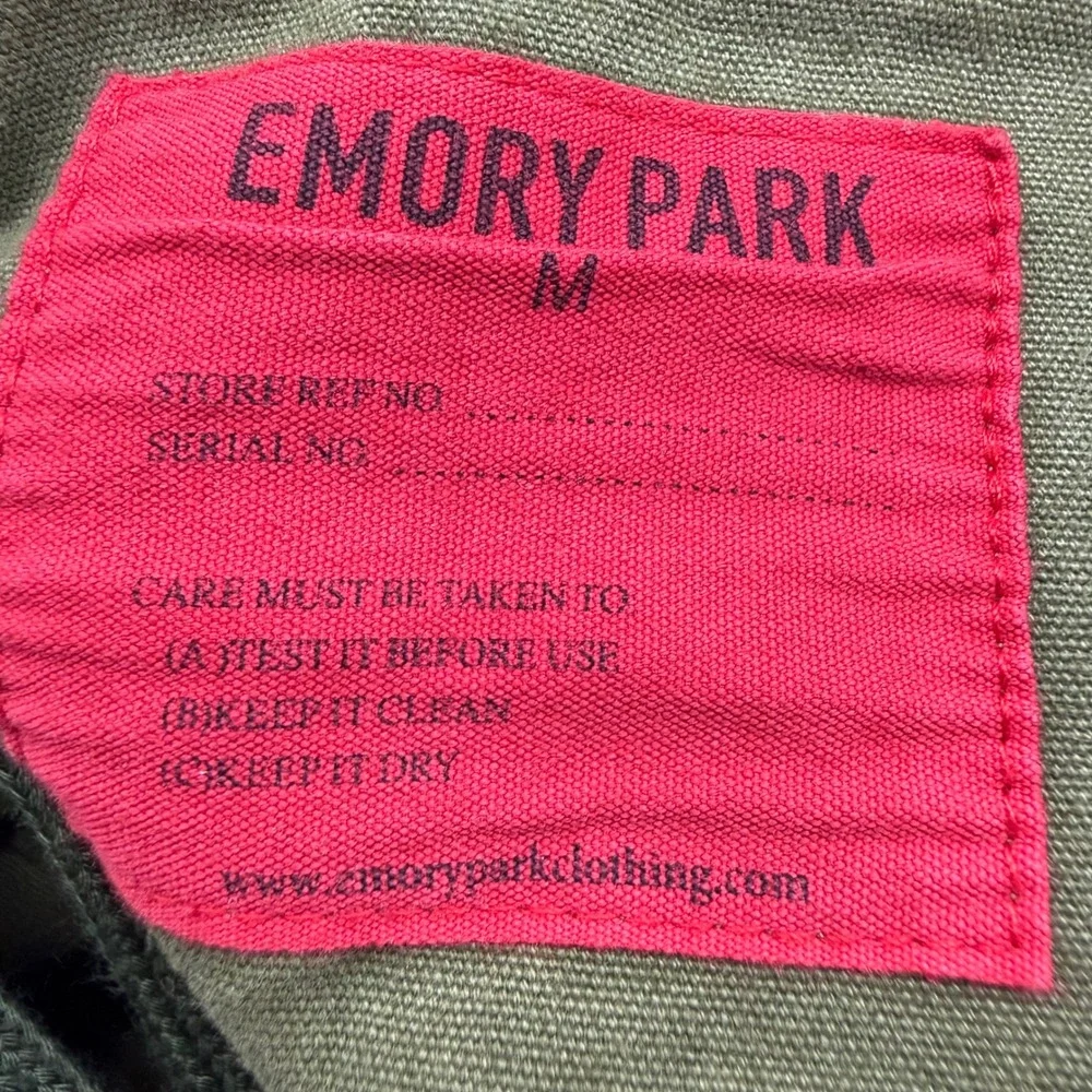 Emory Park Jacket Womens Medium Olive Green Lace Up Hooded Utility Canvas IM185T